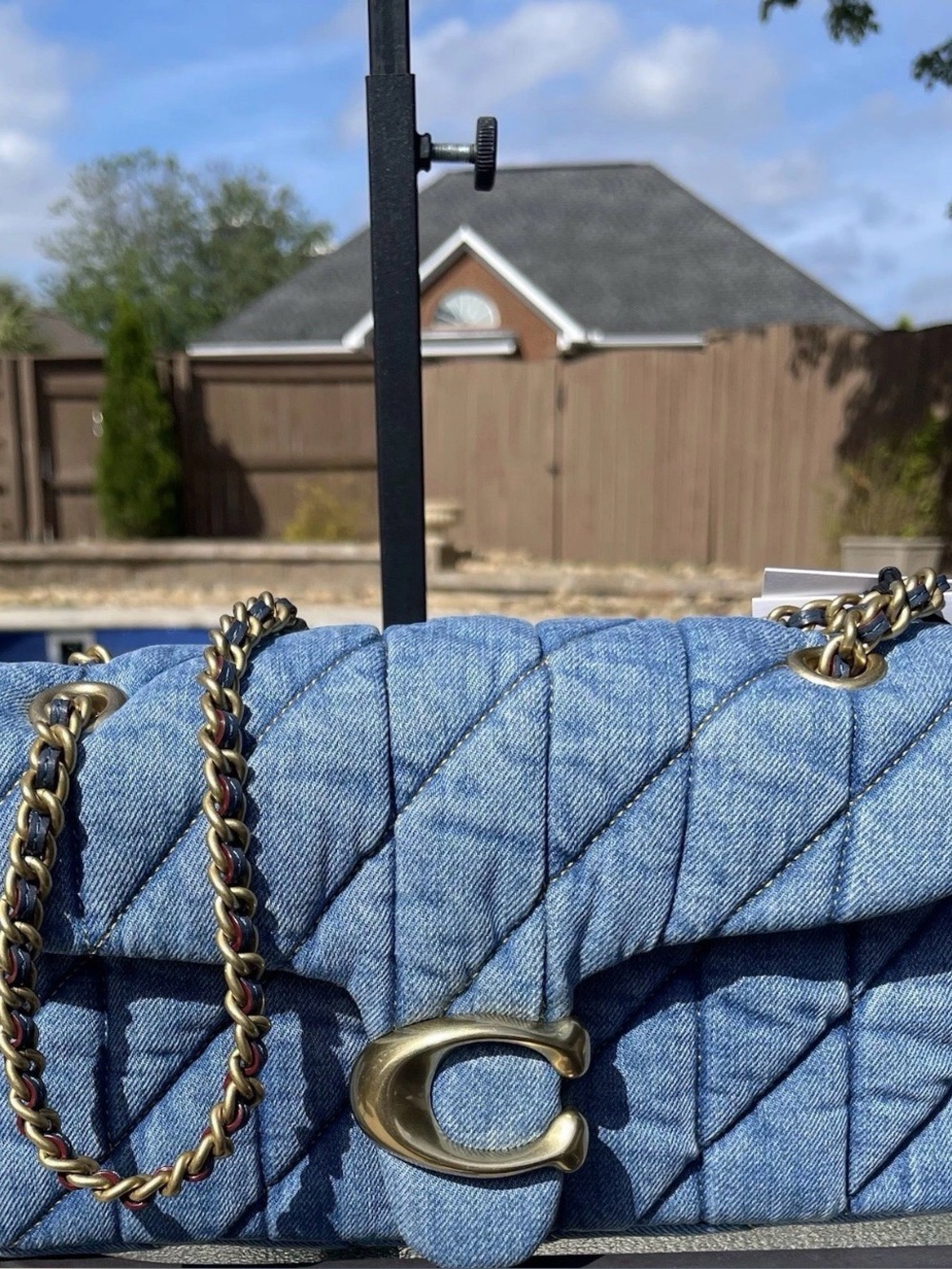 Coach Quilted Tabby 26 Medium Denim Shoulder Bag NWT Indigo Gift Boxed